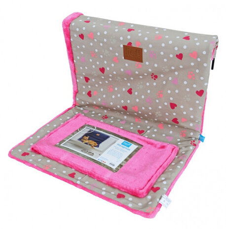 kattenhangmat 45 x 34 x 34 cm pluche beige/roze