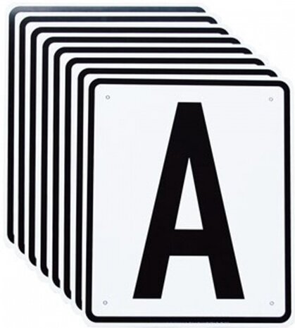 dressuurletters Basis 20 x 25 cm zwart/wit 8-delig
