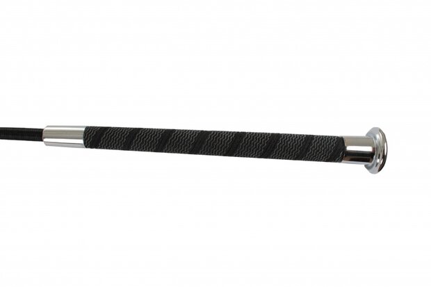 dressuurzweep met knop 110 cm zilver/zwart