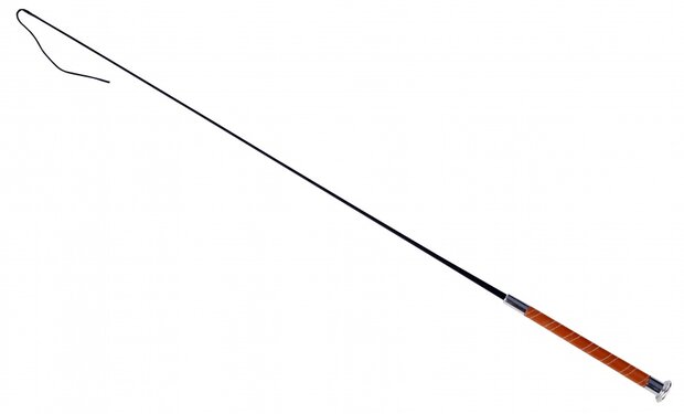 dressuurzweep fiberglass/leer 130 cm zwart/cognac