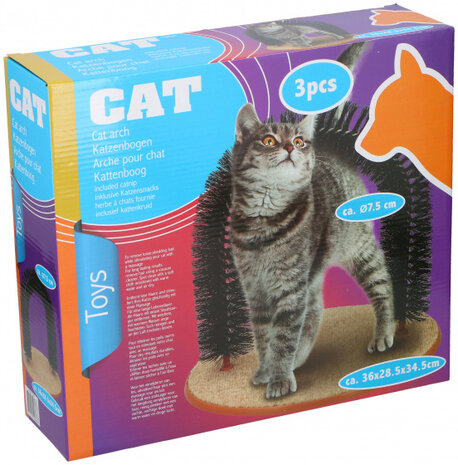 kattenboog 36 x 28,5 cm hout/staal/polyester zwart/bruin