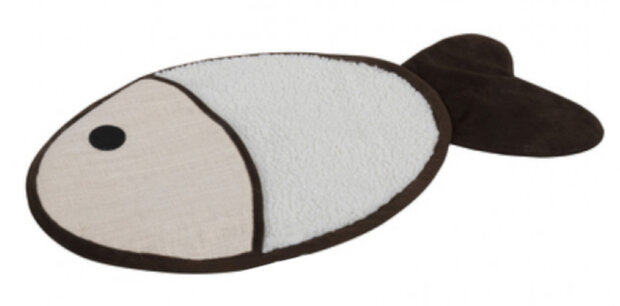 krabmat vis 8 x 40 cm polyester wit/bruin