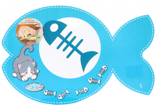 kattenplacemat 43 x 28 cm polypropyleen blauw