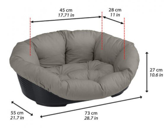hond- en kattenmand met kussen 73 x 55 cm grijs