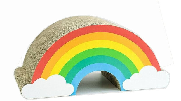krabbord Regenboog katten 74 x 19 cm karton bruin