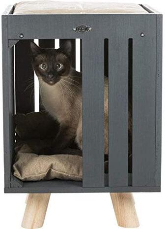 kattenhuis Alva 36 x 36 x 51 cm hout antraciet