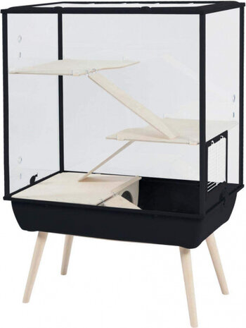 knaagdierkooi Nevo Royal 109 x 78 cm plexiglas zwart