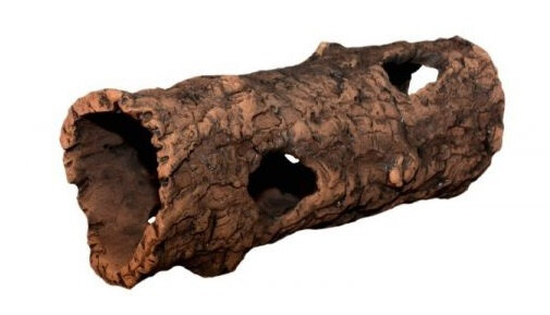schuilplaats boomstronk 18 cm keramiek bruin