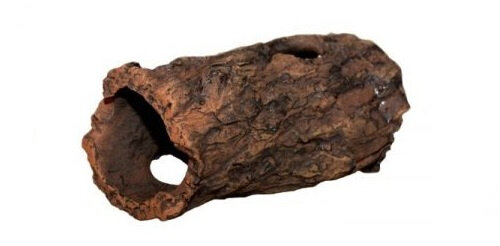 schuilplaats boomstronk 18 cm keramiek bruin