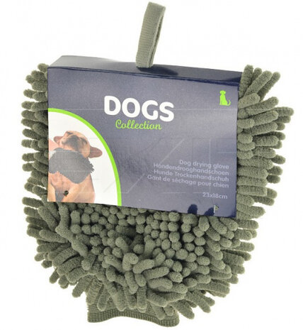 hondendrooghandschoen 23 cm microfiber groen