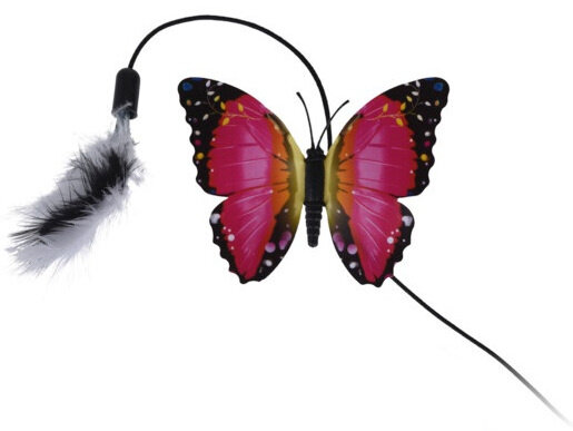 speelhengel Vlinder met veer 25 cm