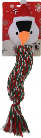 hondentouw Pingu&iuml;n katoen groen/rood/wit