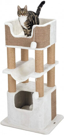 krabpaal Lucano 48 x 110 cm pluche/sisal wit/taupe