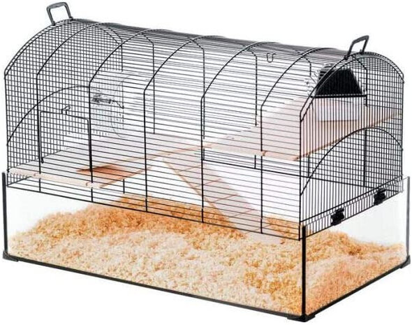 knaagdierkooi Neo Panas 71 x 19 cm staal/glas zwart