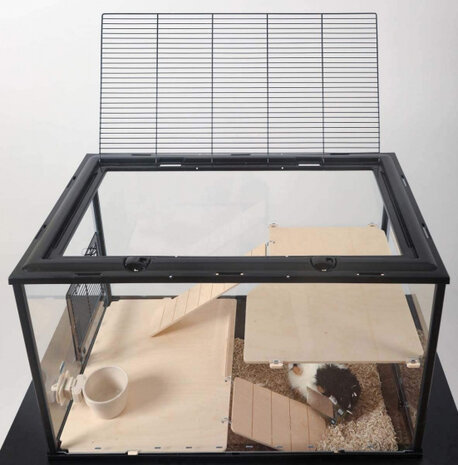 knaagdierkooi Nevo 64,5 cm plexiglas/kunststof zwart