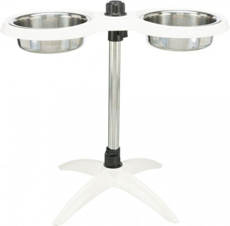 voerstandaard hond 21 cm RVS wit/zilver 2 x 1,6 liter