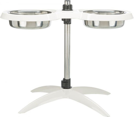 voerstandaard hond 21 cm RVS wit/zilver 2 x 1,6 liter