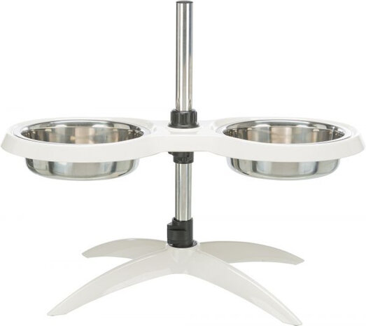 voerstandaard hond 21 cm RVS wit/zilver 2 x 1,6 liter