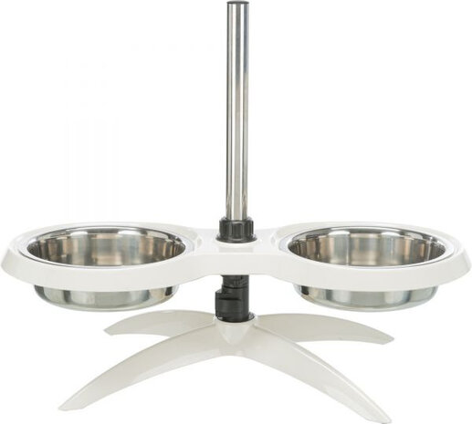 voerstandaard hond 21 cm RVS wit/zilver 2 x 1,6 liter