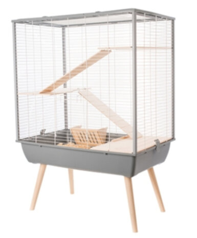 knaagdierkooi Neo 78 x 48 cm staal/hout grijs