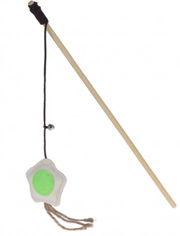 speelhengel kat 40 cm polyester/hout bruin/groen