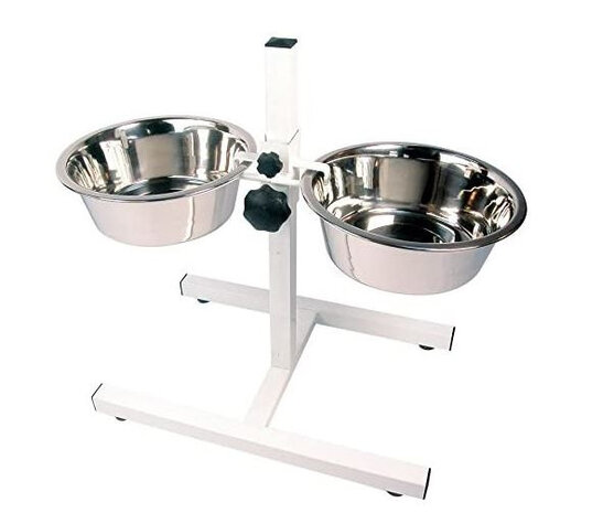 voerstandaard hond 40 cm RVS wit