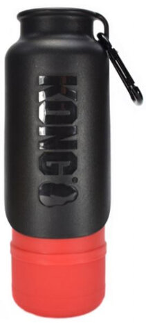 hondendrinkfles H2O 740 ml RVS/siliconen rood/zwart