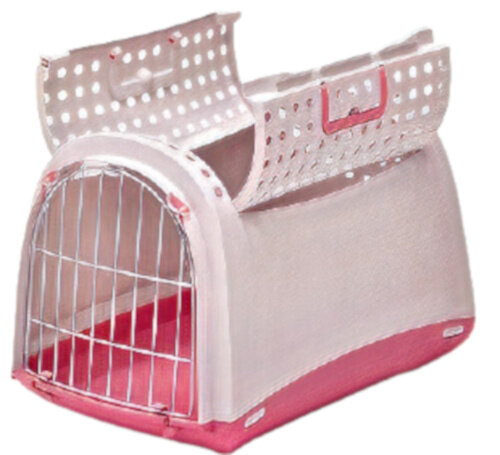 transportbox Linus Cabrio katten 50 x 32 cm roze/wit