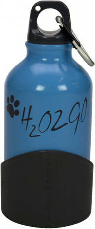 hondendrinkfles H2o2go 350 ml aluminium blauw