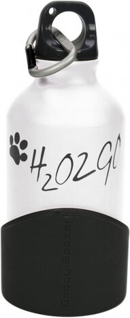 hondendrinkfles H2o2go 350 ml aluminium wit