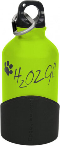 hondendrinkfles H2o2go 350 ml aluminium groen