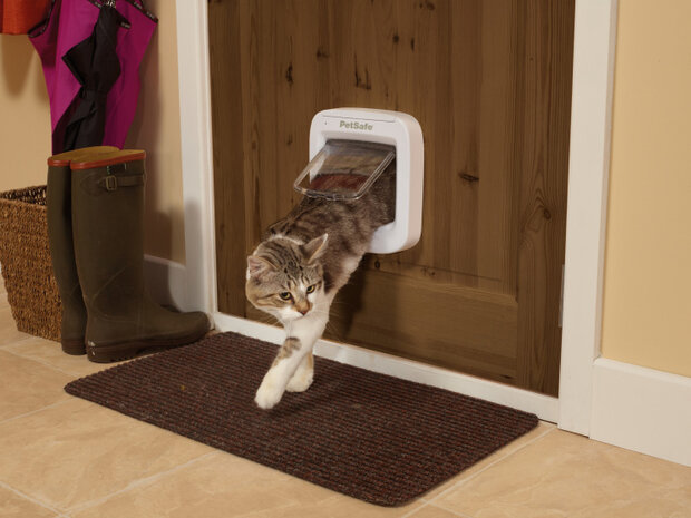kattenluik PetPorte Microchip 17,5 cm wit