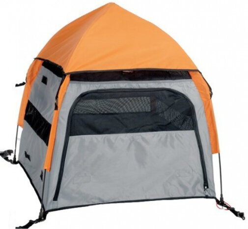 hondentent Upet 75 x 75 x 80 cm nylon/mesh grijs/oranje