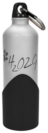 hondendrinkfles H2o2go 750 ml aluminium zilver