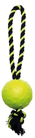 hondenspeelgoed bal met touw 25 cm foam geel