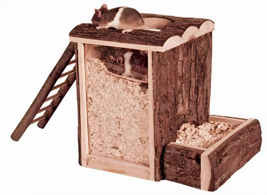 speel- en graaftoren knaagdier 20 x 20 cm hout bruin