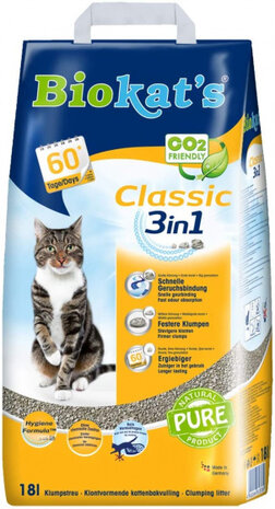 kattenbakvulling Classic 18 liter blauw/geel