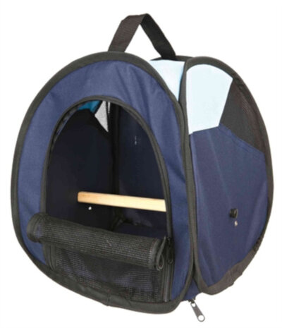 vervoerstas Vogel 27 x 32 x 27 cm polyester/mesh blauw