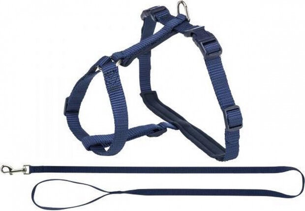 kattentuig met riem Premium 33-57 x 1,3 cm nylon blauw