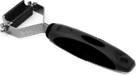 vachtborstel anti-klit 18 x 7 cm RVS zilver/zwart