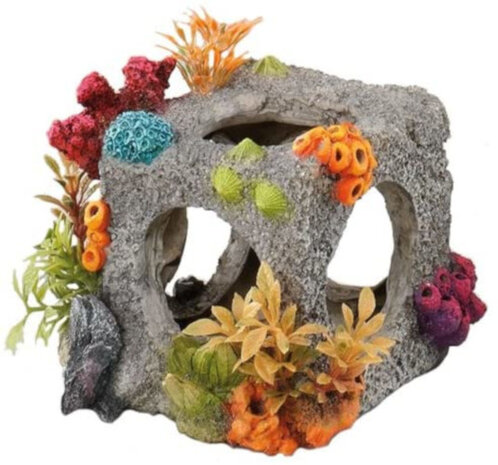 aquariumornament Habitat 12 x 11,5 cm polyresin grijs