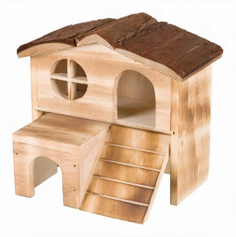 speelhuis knaagdier 17 x 15 cm hout naturel