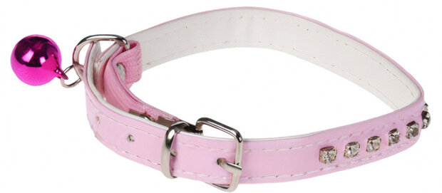 kattenhalsband diamant 30 x 1,3 cm roze