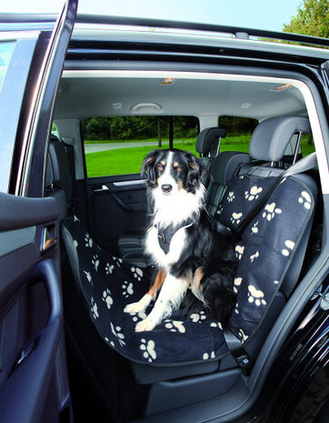 hondenautodeken 145 x 65 cm nylon/fleece zwart/beige