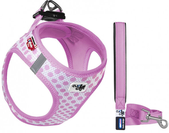 hondentuigje Harness Cirkels 30-35 cm mesh/nylon roze