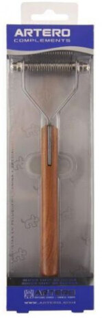 hondenkam Super Coat hout/staal naturel/zilver