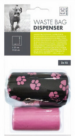 hondenpoepzakjesdispenser 23 x 35 cm roze 31-delig