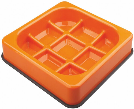 slowfeeder wafel hond 25 x 5,5 cm 1500 ml oranje