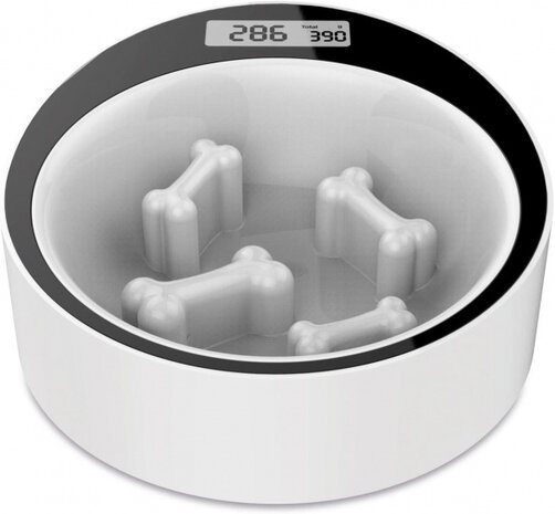 slowfeeder Yumi hond 2000 ml 20 x 18 cm wit/zwart