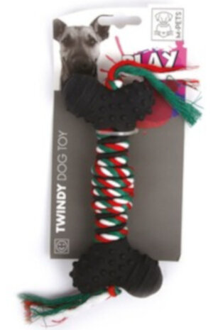hondentrektouw Twindy 17,8 cm elastomeer/katoen zwart